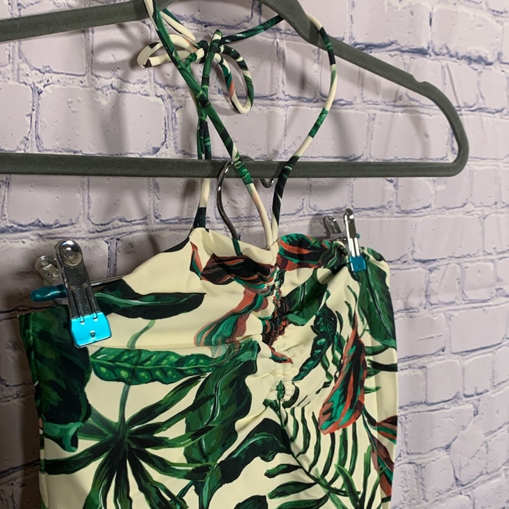 Andie Swim Womens The Waikiki Coverup Dress Tropical Print Cream/ Green Sz M NWT - Picture 2 of 6
